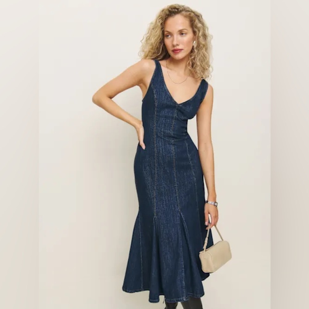 Reformation Serafina Denim Midi Dress, Size 4, $248 - Picture 2 of 12
